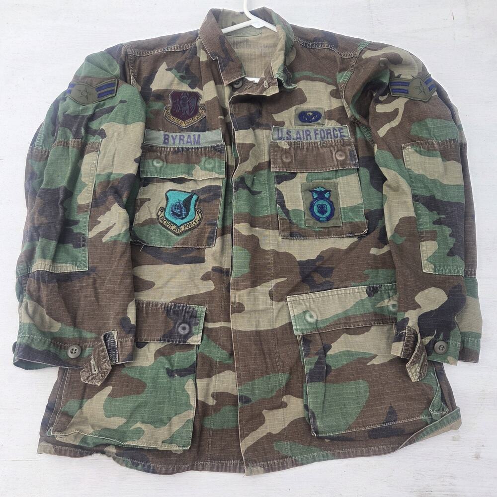 Vintage US Air Force Jacket Mens Small Regular Woodland Camo Combat Coat 90s